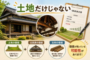 築100年の家の土地価値と古民家価値を解説するイメージ
