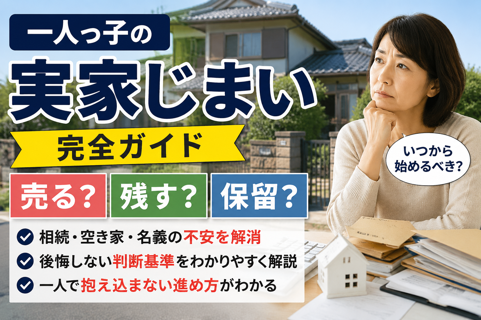 一人っ子の実家じまい完全ガイド｜売る・残す・保留の判断基準