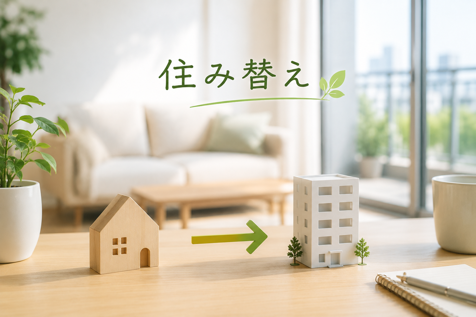 戸建てからマンションへの住み替えを検討するイメージ